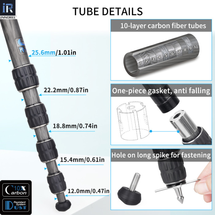  Professional Compact Carbon Fiber Camera Tripod INNOREL GT255C
