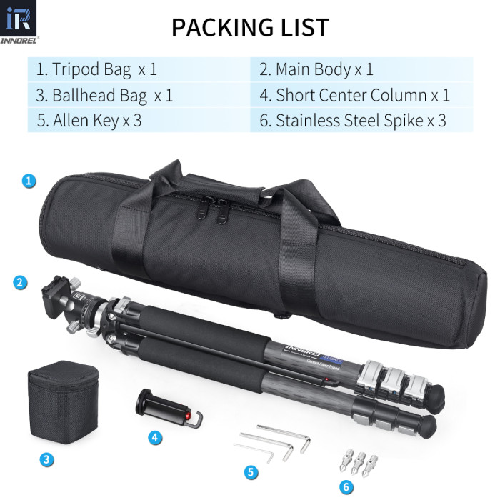  Professional Compact Portable Carbon Fiber Tripod INNOREL GT254CF 