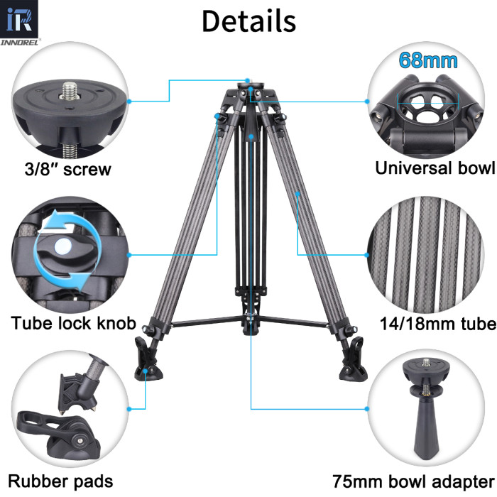 VT80C Professional Carbon Fiber Video Tripod