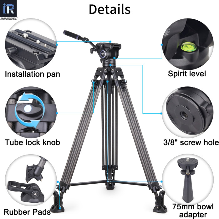 VT80C Professional Carbon Fiber Video Tripod