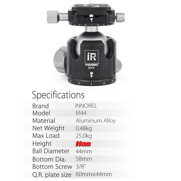 M36/M44/M52 Low Center Gravity Panoramic Ball Head