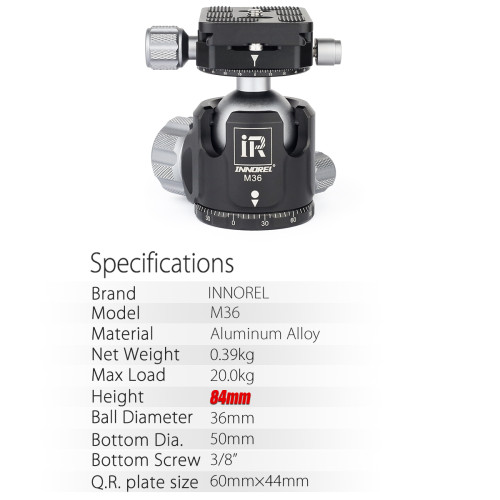 M36/M44/M52 Low Center Gravity Panoramic Ball Head