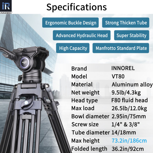Used INNOREL VT80 Professional Video Tripod Kit