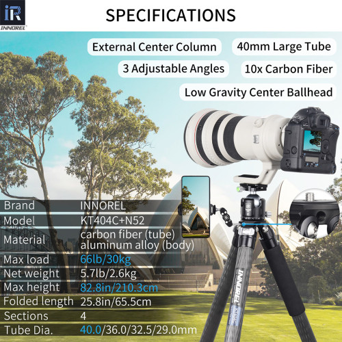 Used Carbon Fiber Camera Tripod 40mm Tube INNOREL KT404C(Only US has inventory)