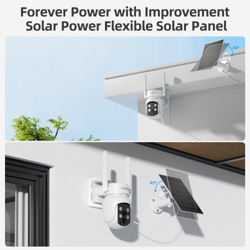 KCSNYO 4MP Solar Camera Outdoor Wireless, Add-On Camera Work with Homebass, Add-On Cameras Also can Used Independently, Cameras for Home Security, Color Night Vision, WiFi 6, PIR, SD Card, Cloud