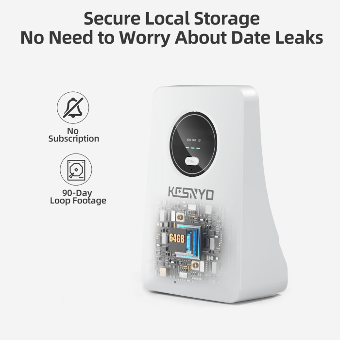 KCSNYO Solar Powered Security Cameras Wireless Outdoor, 4MP Cameras for Home Security, 2 Cam kit with Color Night Vision, 360° PTZ, 64G SD Local Recording, No Monthly Fees