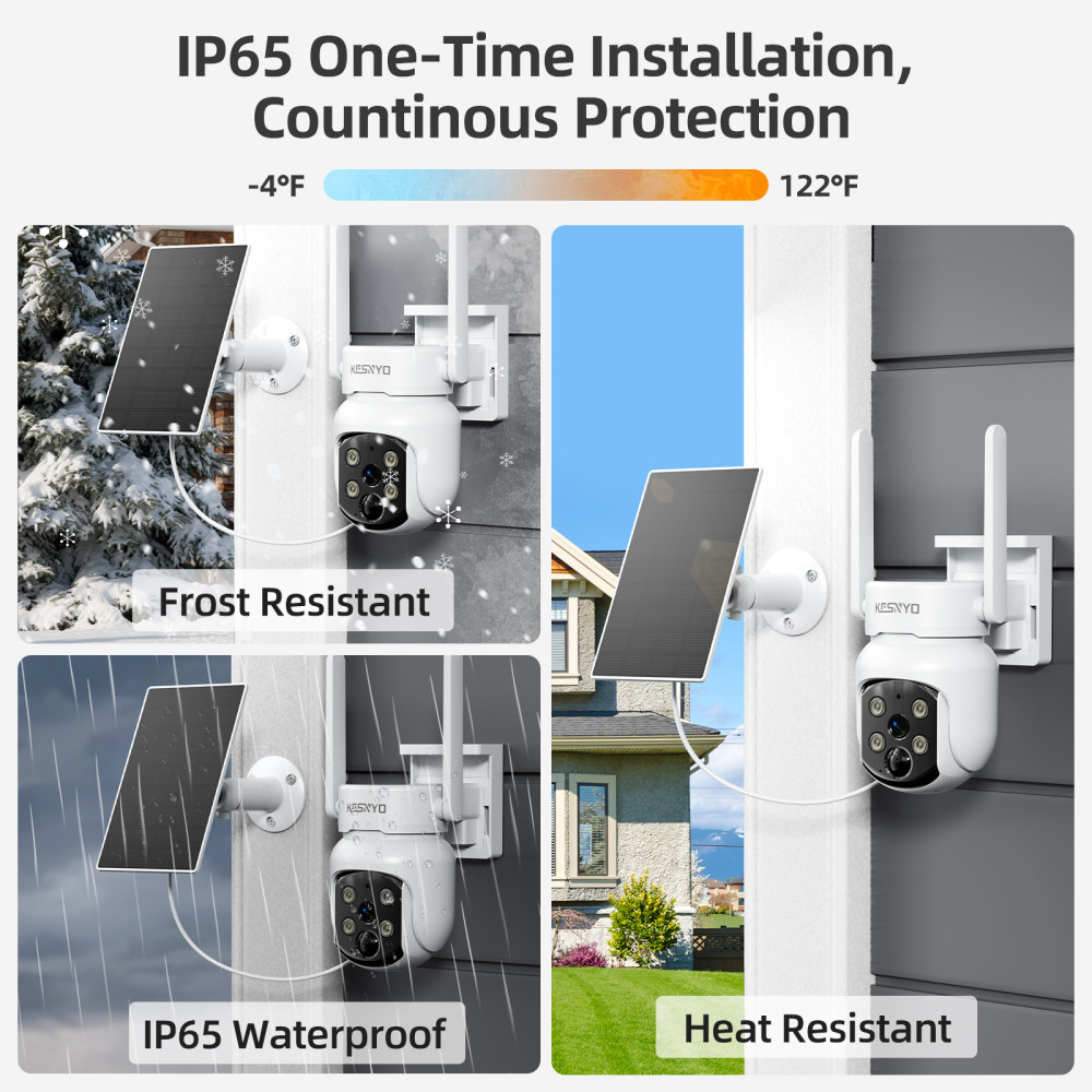 Solar Security Cameras Wireless Outdoor, 4MP Solar Powered, 6 Cam kit, Color Night Vision, 360° PTZ, 1TB HDD Local Recording, No Monthly Fees