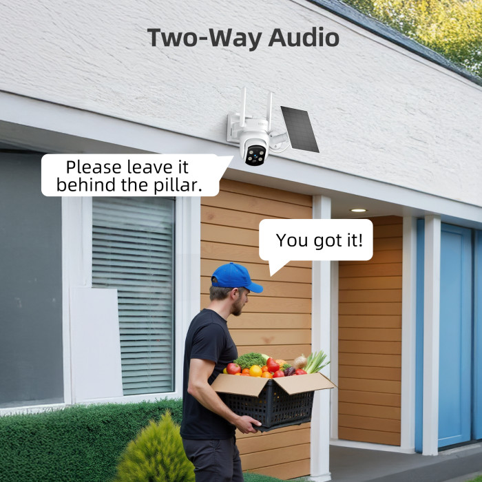 Solar Security Cameras Wireless Outdoor, 4MP Solar Powered, 8 Cam kit, Color Night Vision, 360° PTZ, 1TB HDD Local Recording, No Monthly Fees