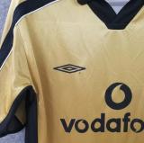 2001 M Utd Golden Retro Soccer Jersey