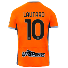 LAUTARO #10 In Milan 1:1 Third Orange Fans Jersey 2023/24 有号下广告 ★★