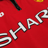 1998/99 M Utd Home Red Long Sleeve Retro Soccer Jersey