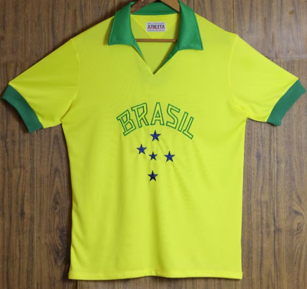 1958 Brazil Home Yellow Retro Soccer Jersey