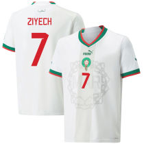 ZIYECH #7 Morocco Away White Fans Jersey 2022/23 ★★