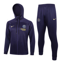 2024 PSG Dark Purple Hoody Zipper Jacket Tracksuit