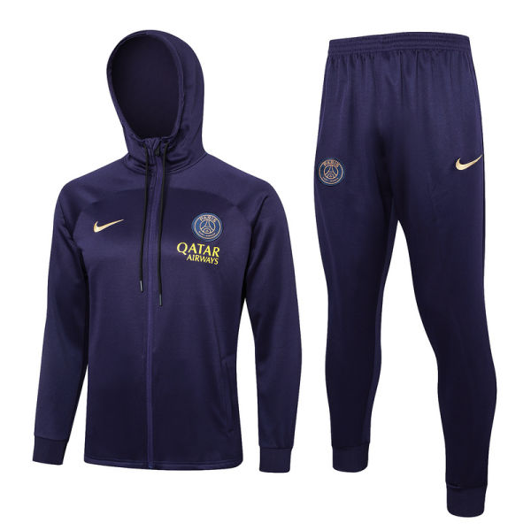2024 PSG Dark Purple Hoody Zipper Jacket Tracksuit