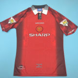 1996/97 M Utd Home Red Long Sleeve Retro Soccer Jersey