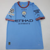 2022/23 Man City Home Blue Player Version Soccer Jersey