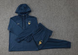 2024 France Sapphire Blue Hoody Zipper Jacket Tracksuit