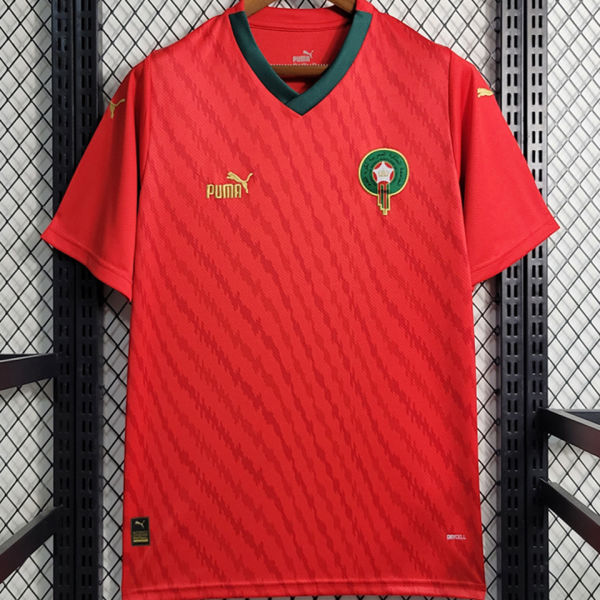 2023/24 Morocco Home Red Fans Soccer Jersey