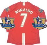 RONALDO #7 2007-08 M Utd Home Red Long Sleeve Retro Jersey League Version 联赛版带06/07英超双金章 ★★