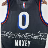 2021 76ers MAXEY #0 Sapphire Blue City Edition NBA Jerseys 热压