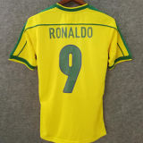 Ronaldo # 9 Brazil Home Retro Soccer Jersey 1998 ★★