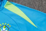 2024/25 Brazil Blue Hoody Zipper Jacket Tracksuit