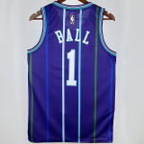 2020 Hornets BALL #1 Purple Retro NBA Jerseys