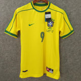 Ronaldo # 9 Brazil Home Retro Soccer Jersey 1998 ★★