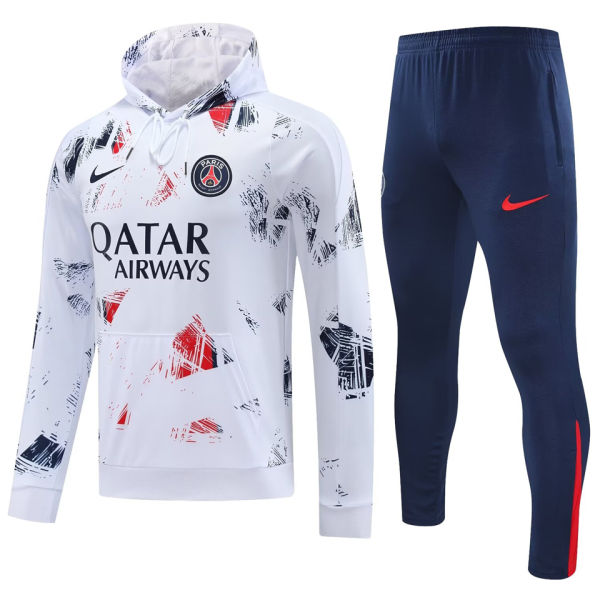 2025 PSG White Hoody Zipper Jacket Tracksuit