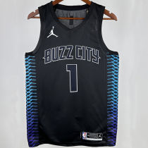2018 Hornets BALL #1 Black City Edition NBA Jerseys