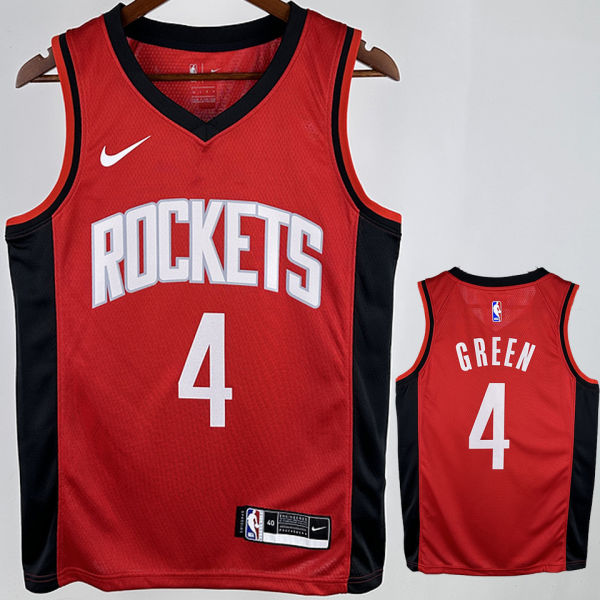 2024/25 Rockets GREEN #4 Red NBA Jerseys Hot Pressed