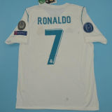 2017/18 RM Home White Retro Player Version Soccer Jersey 球员版带胸前章