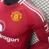 2024/25 M Utd Home Red Long Sleeve Player Version Jersey