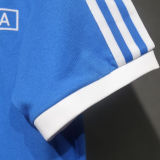 2024 Italy Blue Cotton Retro Style T-shirt