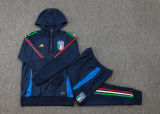 2025 Italy Sapphire Blue Hoody Zipper Jacket Windbreaker