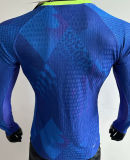 2025/26 Brazil Away Blue Player Version Long Sleeve Soccer Jersey