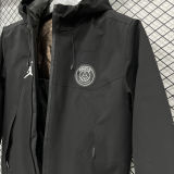 2025 PSG Jordan Cotton Thickened Warm Black Outdoor Jacket #A805加棉冲锋衣