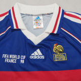 1998 France Home Blue Kids Retro Long Sleeve Soccer Jersey