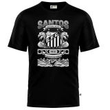 2025 Santos Black Cotton Retro Style T-Shirt