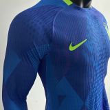 2025/26 Brazil Away Blue Player Version Long Sleeve Soccer Jersey