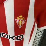 2024/25 Gijon Home Red White Kids Soccer Jersey 希洪竞技