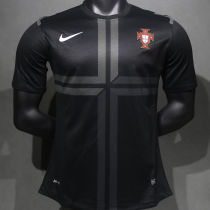 2013 Portugal Away Black Retro Player Version Soccer Jersey