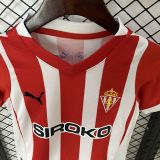 2024/25 Gijon Home Red White Kids Soccer Jersey 希洪竞技