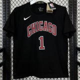 2025 BULLS ROSE #1 Black High Quality Casual T-Shirt T160