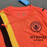 2025/26 Man City Third Orange Fans Soccer Jersey