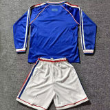 1998 France Home Blue Kids Retro Long Sleeve Soccer Jersey