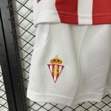 2024/25 Gijon Home Red White Kids Soccer Jersey 希洪竞技
