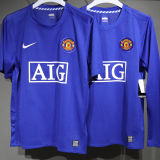 2008/2009 M Utd Third Blue Retro Player Version Long Sleeve Jersey 球员版长袖