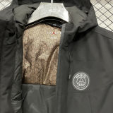 2025 PSG Jordan Cotton Thickened Warm Black Outdoor Jacket #A805加棉冲锋衣